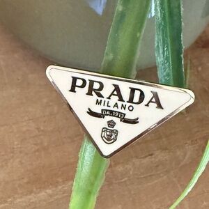 White Triangle Logo Style Enamel Brooch